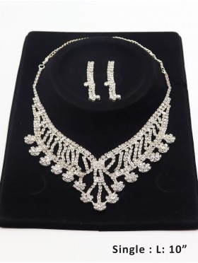 Adjustable Rhinestone Necklace And Earring Set